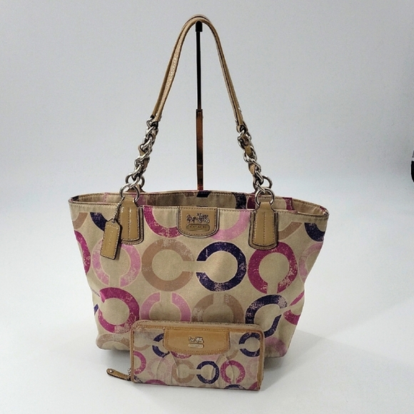 Coach Multicolor Signature Tote and Wallet Set - Picture 1 of 16